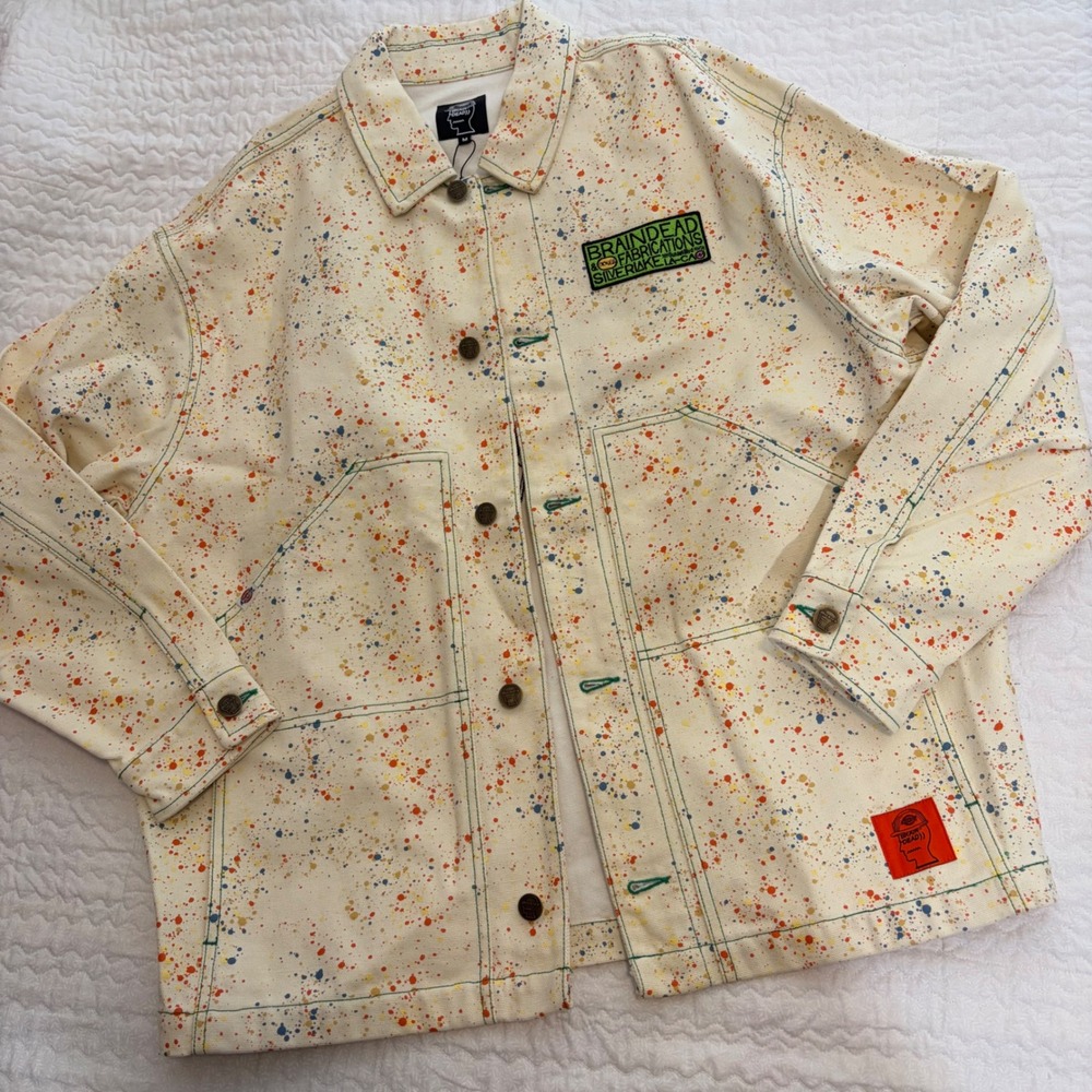 Brain Dead Dickies Gardening Jacket Whisper White Paint Splatter DK011243 Mens M